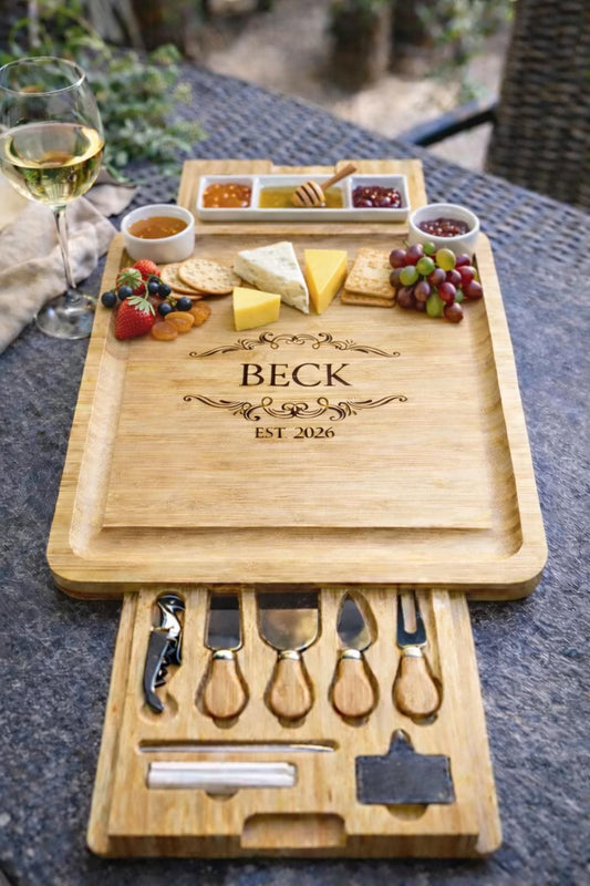 Expanding Charcuterie Board Set with Custom Engraving, Ideal Realtor Closing Gift, Wedding Gift, Housewarming Gift, Bridal Shower gift