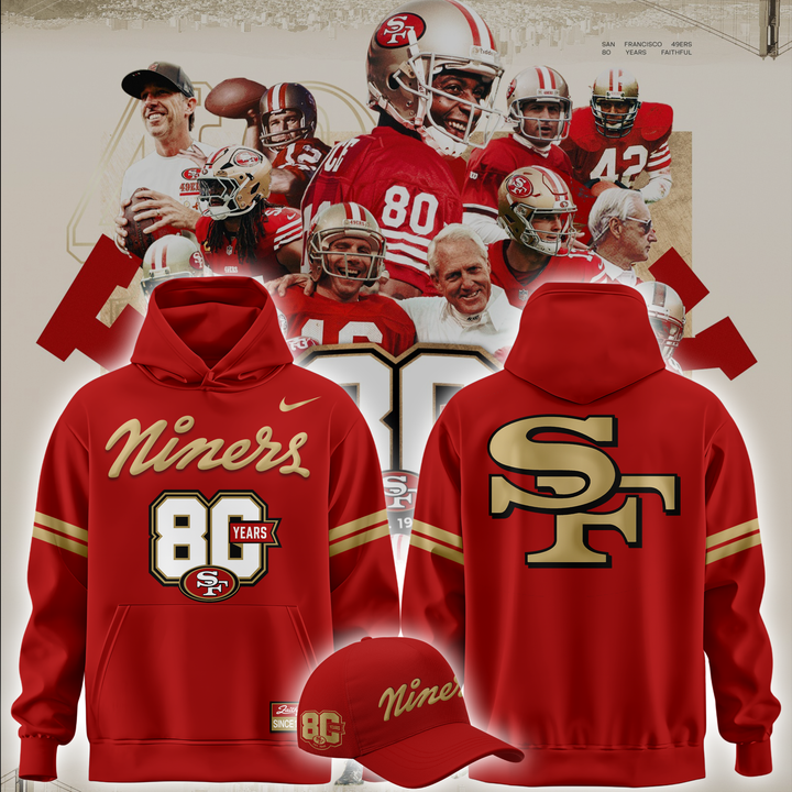 1.2026 Exclusive San Francisco 49ers 80th Year Anniversary Hoodie