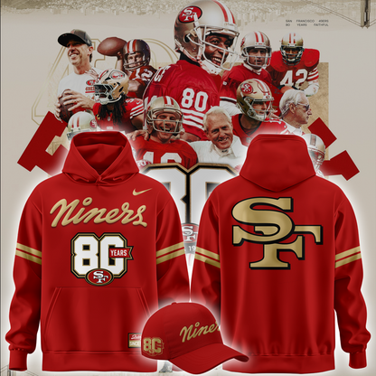 1.2026 Exclusive San Francisco 49ers 80th Year Anniversary Hoodie
