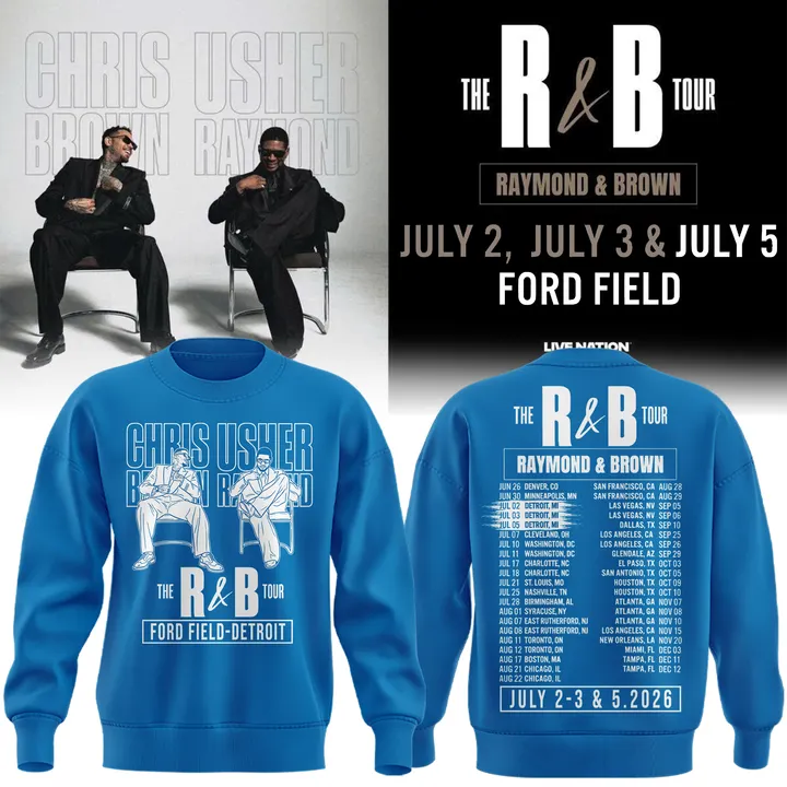 New Sweatshirt White Chris Brown & Usher Raymond x Detroit Lions "The R&B Tour"