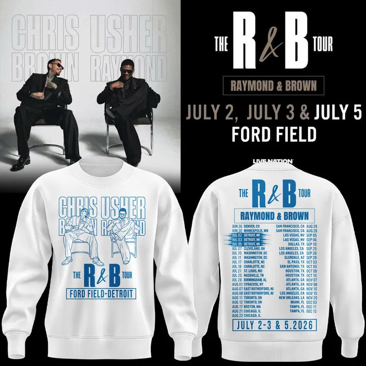 New Sweatshirt White Chris Brown & Usher Raymond x Detroit Lions "The R&B Tour"
