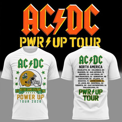 Limited Edition AC/DC x Notre Dame Football - Power Up Tour 2026 T-Shirt