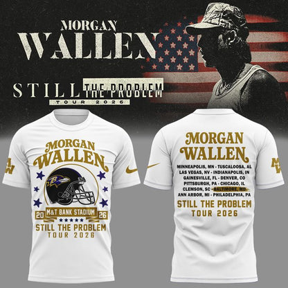 01. Exclusive Morgan Wallen x Baltimore Ravens - Still The Problem Tour 2026 T-Shirt