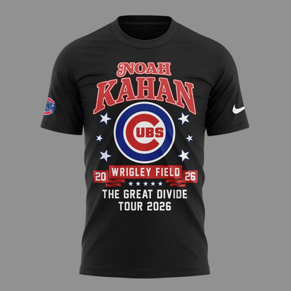 03.08. Black Tshirt Noah Kahan x Chicago Cubs - Wrigley Field Event Shirt - The Great Divide Tour 2026 T-Shirt