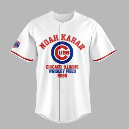 04.02. White Jersey Noah Kahan x Chicago Cubs - The Great Divide Tour 2026 Baseball Jersey