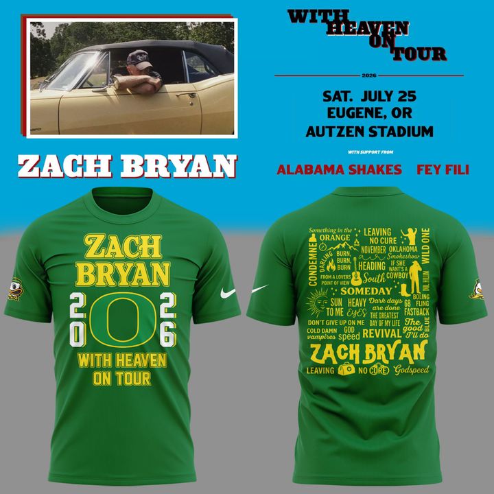 New Shirt Zach Bryan x Oregon Football - With Heaven On Tour T-Shirt