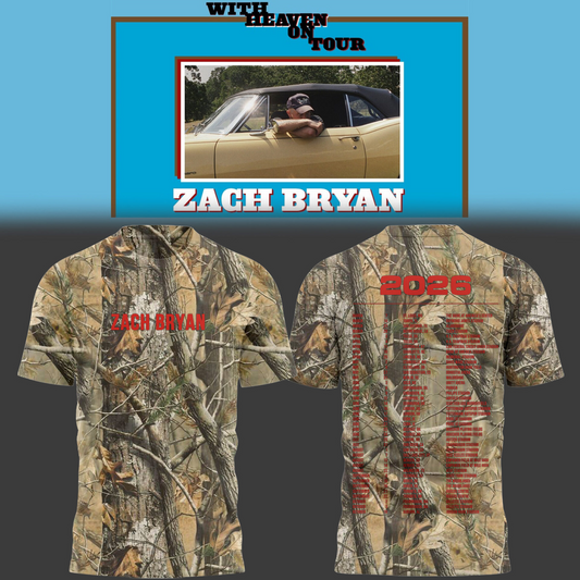 02.08. Zach Bryan - With Heaven On Tour 2026 T-Shirt