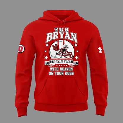 Limited Edition Zach Bryan x Utah Utes Football - With Heaven On Tour 2026 Hoodie
