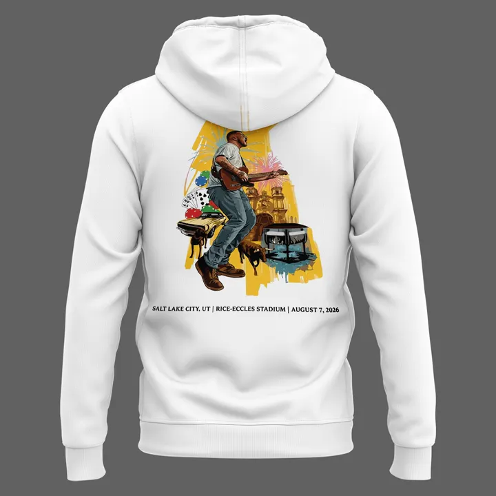 White Hoodie Zach Bryan - Salt Lake City, UT Event - With Heaven On Tour 2026 Hoodie