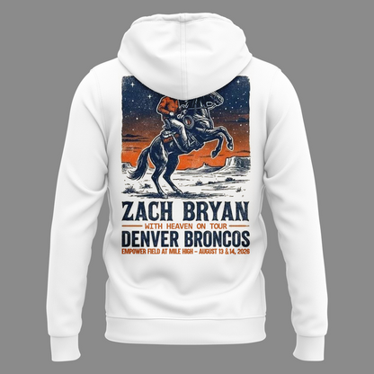 Exclusive Version Zach Bryan x Denver Broncos ZipHoodie