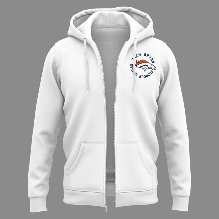 Exclusive Version Zach Bryan x Denver Broncos ZipHoodie