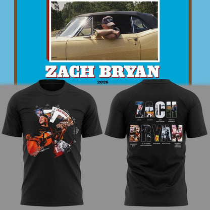 01.01. Zach Bryan - With Heaven On Tour 2026 T-Shirt