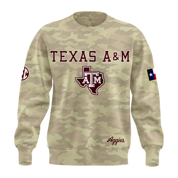 Texas A&M Aggies Honor & Support Camo Sweatshirt