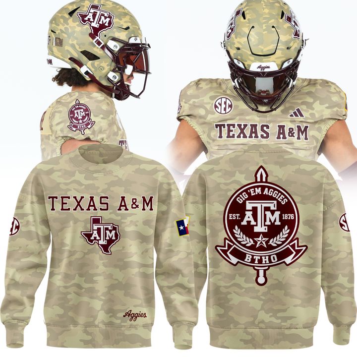 Texas A&M Aggies Honor & Support Camo Sweatshirt