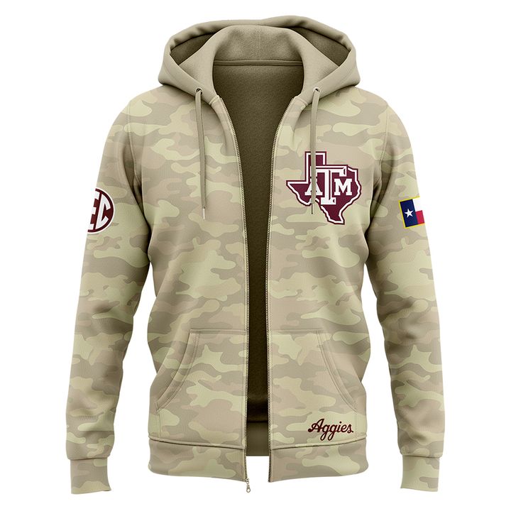Texas A&M Aggies Honor & Support Camo Zip Hoodie