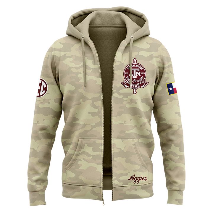 Texas A&M Aggies Honor & Support Camo Zip Hoodie