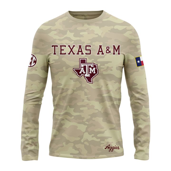 Texas A&M Aggies Honor & Support Camo Long Tee