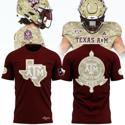 Texas A&M Aggies Honor & Support Camo Logo T-Shirt