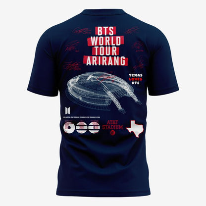 Texas Loves BTS | Dallas Cowboys x BTS WORLD TOUR 'ARIRANG' AT&T Stadium Tshirt - Navy