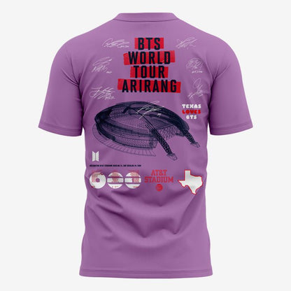 Texas Loves BTS | Dallas Cowboys x BTS WORLD TOUR 'ARIRANG' AT&T Stadium Tshirt - Purple