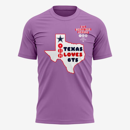 Texas Loves BTS | Dallas Cowboys x BTS WORLD TOUR 'ARIRANG' AT&T Stadium Tshirt - Purple