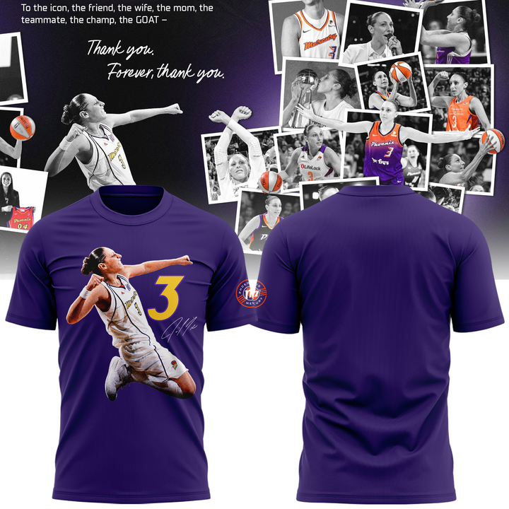 Diana Taurasi Purple Phoenix Mercury 20 Years 1 Team Portrait T-Shirt