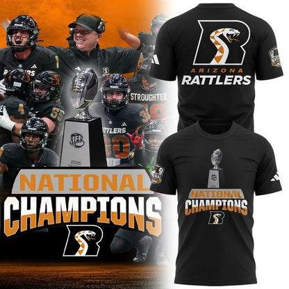 Arizona Rattlers 2026 IFL National Champions Trophy T-Shirt - Men's Indoor Football Championship Graphic Tee