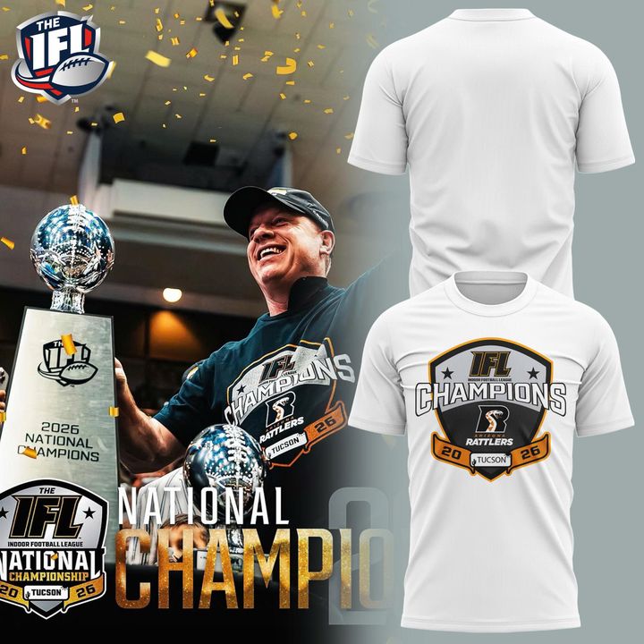 Official 2026 Arizona Rattlers IFL Champions Shirt - Black Football Championship Trophy & Player Photo Tee