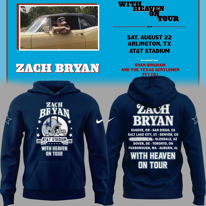 01.05. Hoodie Dallas Cowboy x Zach Bryan - With Heaven On Tour 2026 Hoodie