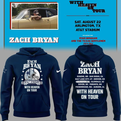 01.05. Hoodie Dallas Cowboy x Zach Bryan - With Heaven On Tour 2026 Hoodie