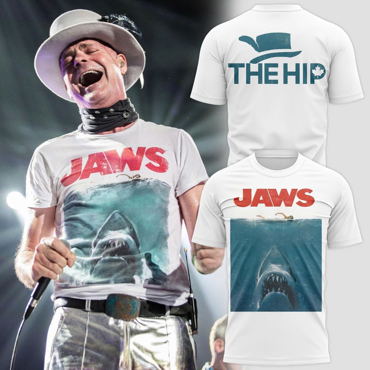 Unisex White The Hip Gord Downie Jaws T-shirt