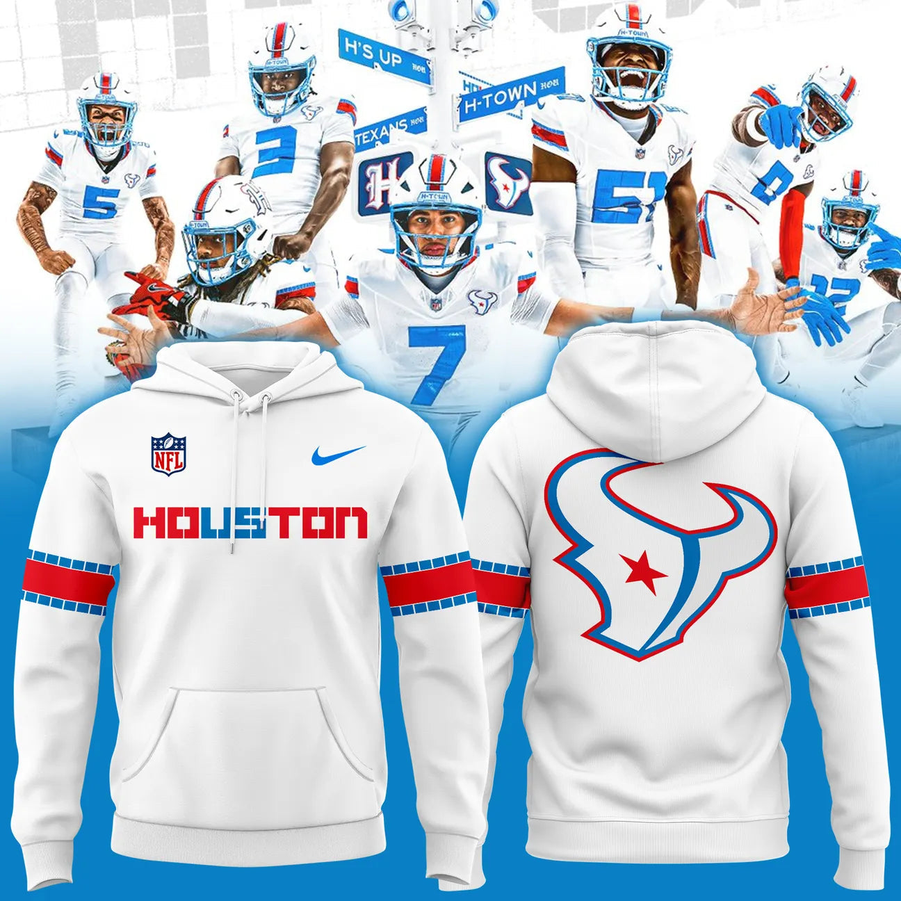 Houston Texans Rivalries By the H. For the H. 2026 Hoodie - White