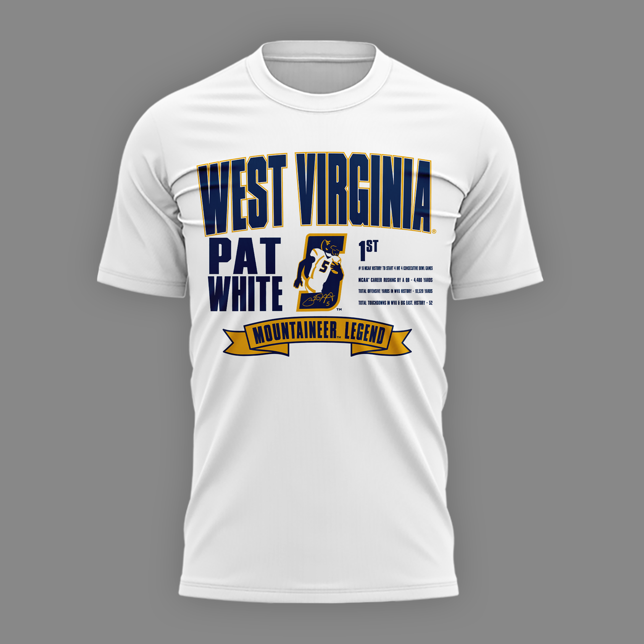 Limited Edition West Virginia Football Pat White T-Shirt 2026