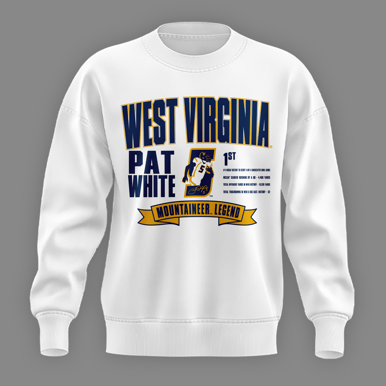 Limited Edition West Virginia Football Pat White Sweatshirt 2026