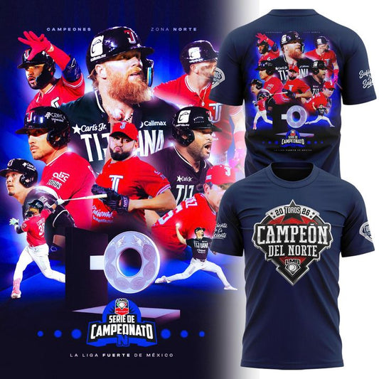 Playera Azul Marino Toros De Tijuana Full Print Campeón Zona Norte 2026