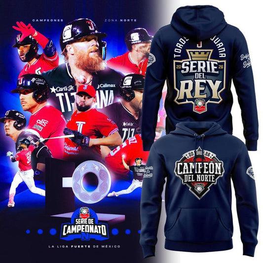 Sudadera De Béisbol Toros De Tijuana Pullover Azul Marino Escudo Campeón