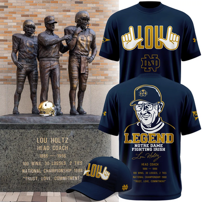 Legend Lou Holtz Notre Dame Fighting Irish Football T-shirt