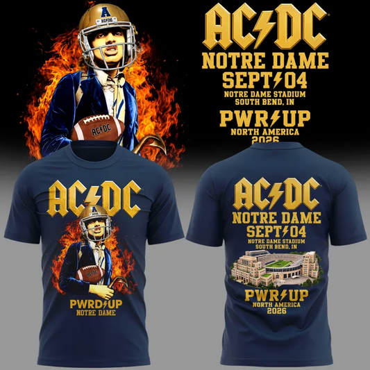 Limited Edition Navy Shirt AC/DC Live From Notre Dame Stadium - Power Up Tour 2026 T-Shirt