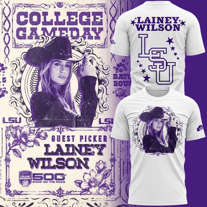 Limited Edition LSU Football x Lainey Wilson White T-Shirt 2026