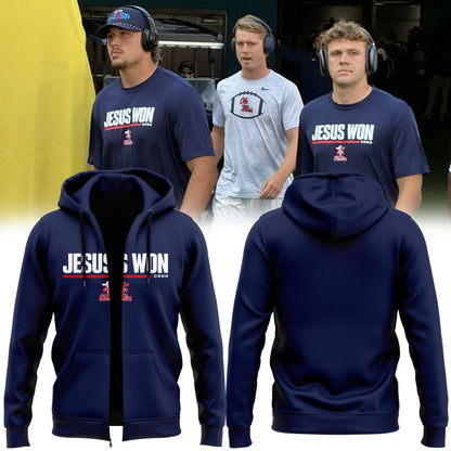 Special 2026 Jesus Won Ole Miss Football Zip Hoodie