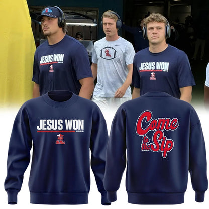 Special 2026 Jesus Won Ole Miss Football Sweatshirt