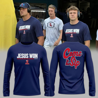 Special 2026 Jesus Won Ole Miss Football Long Sleeve Shirt