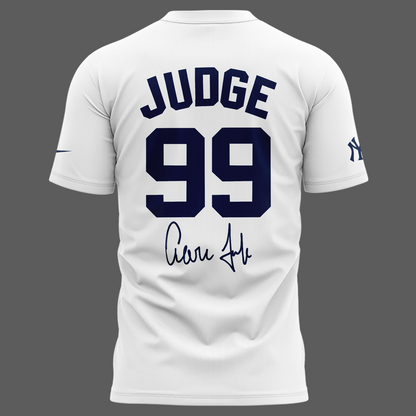 Special New Aaron Judge #99 White Tshirt - Welcome Back