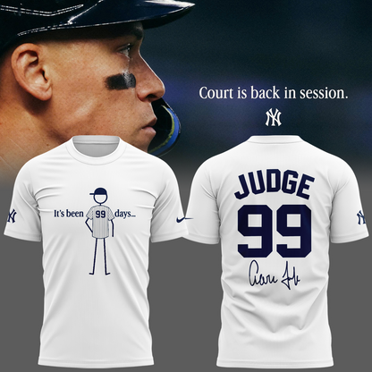 Special New Aaron Judge #99 White Tshirt - Welcome Back