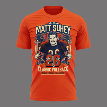 009. Orange Shirt Matt Suhey - Chicago Bears Always and Forever - Thank You For Your Memories T-Shirt