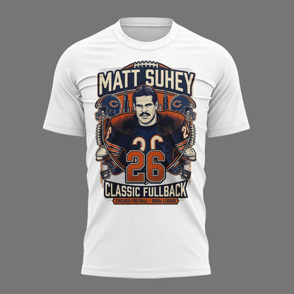 008. White Shirt Matt Suhey - Chicago Bears Always and Forever - Thank You For Your Memories T-Shirt