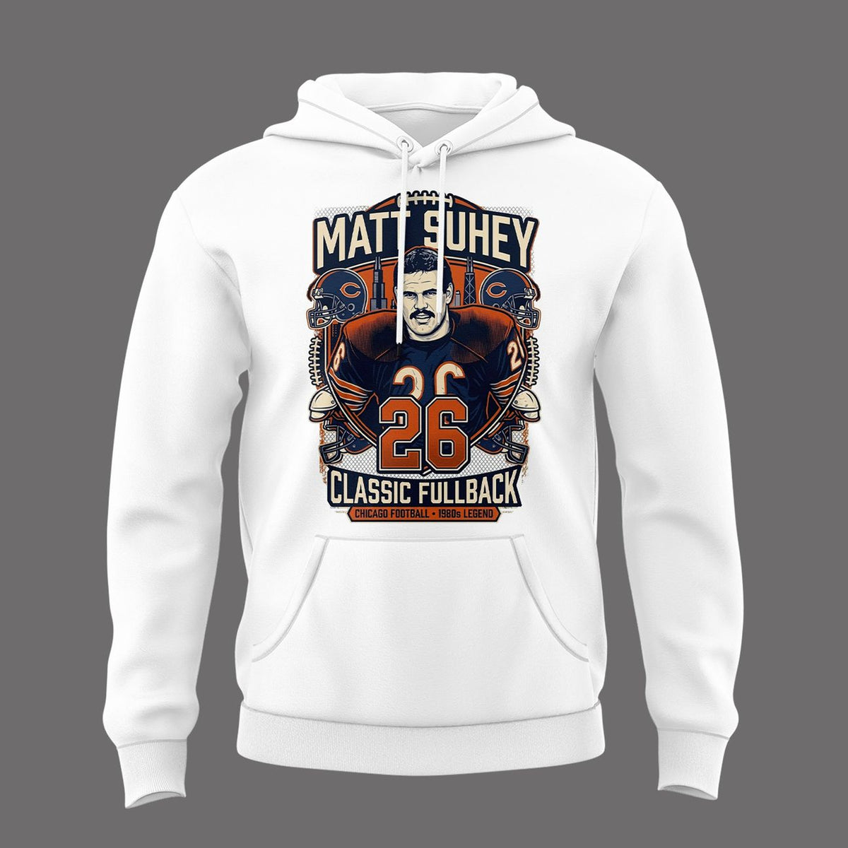 026. Perfect White Hoodie Matt Suhey - Chicago Bears Always and Forever - Thank You For Your Memories Hoodie