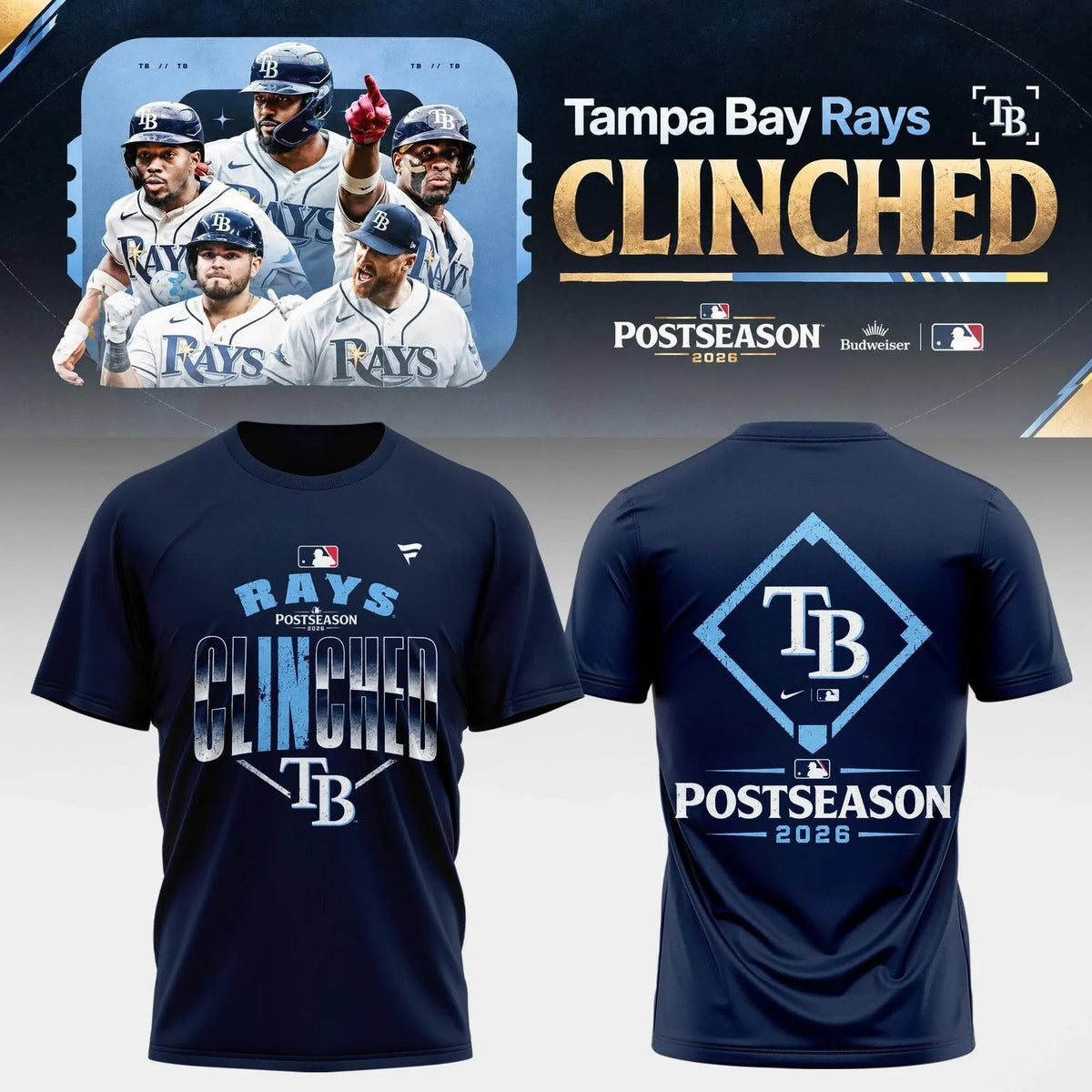 Limited Edition Tampa Bay Rays Postseason 2026 Clinched T-shirt