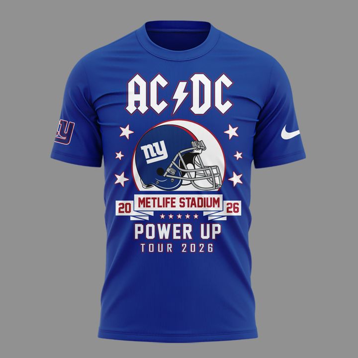 Blue Shirt AC/DC x New York Giants - POWER UP TOUR 2026 T-Shirt