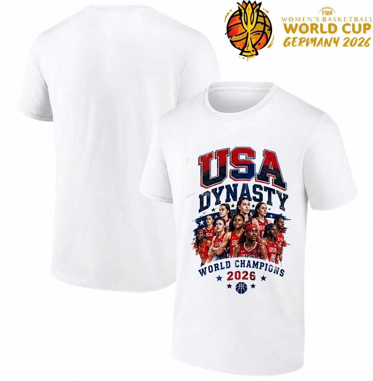 White Shirt 2026 USA Champion - FIBA Women's Basketball World Cup Champion T-Shirt